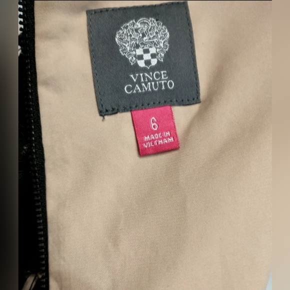 Vince Camuto Black Floral Lace Overlay Lined  Nude Sheath Dress Size 6 - Picture 9 of 9